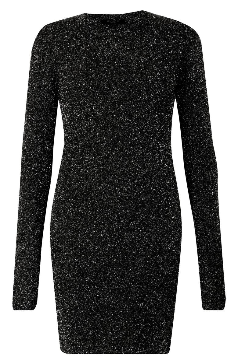 AllSaints Sparkle Long Sleeve Body-Con Minidress, Alternate, color,