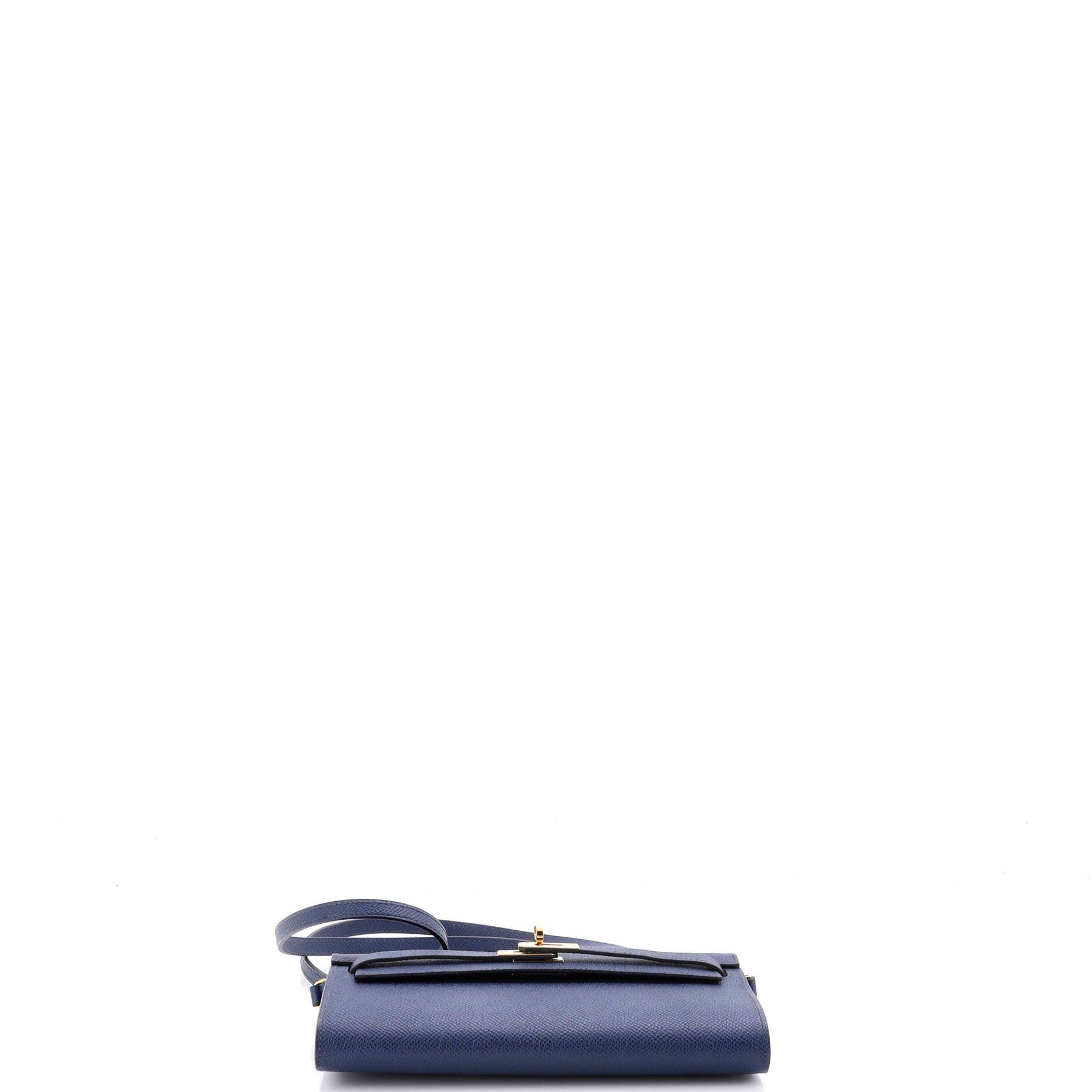 Pre-Owned Hermes Kelly To Go Wallet Epsom, Alternate, color, Bleu Saphir