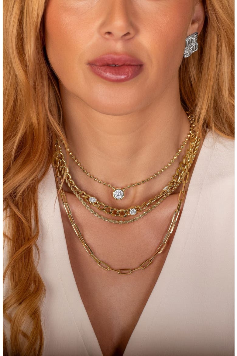 Bezel Crystal Pendant Necklace, Alternate, color, GOLD