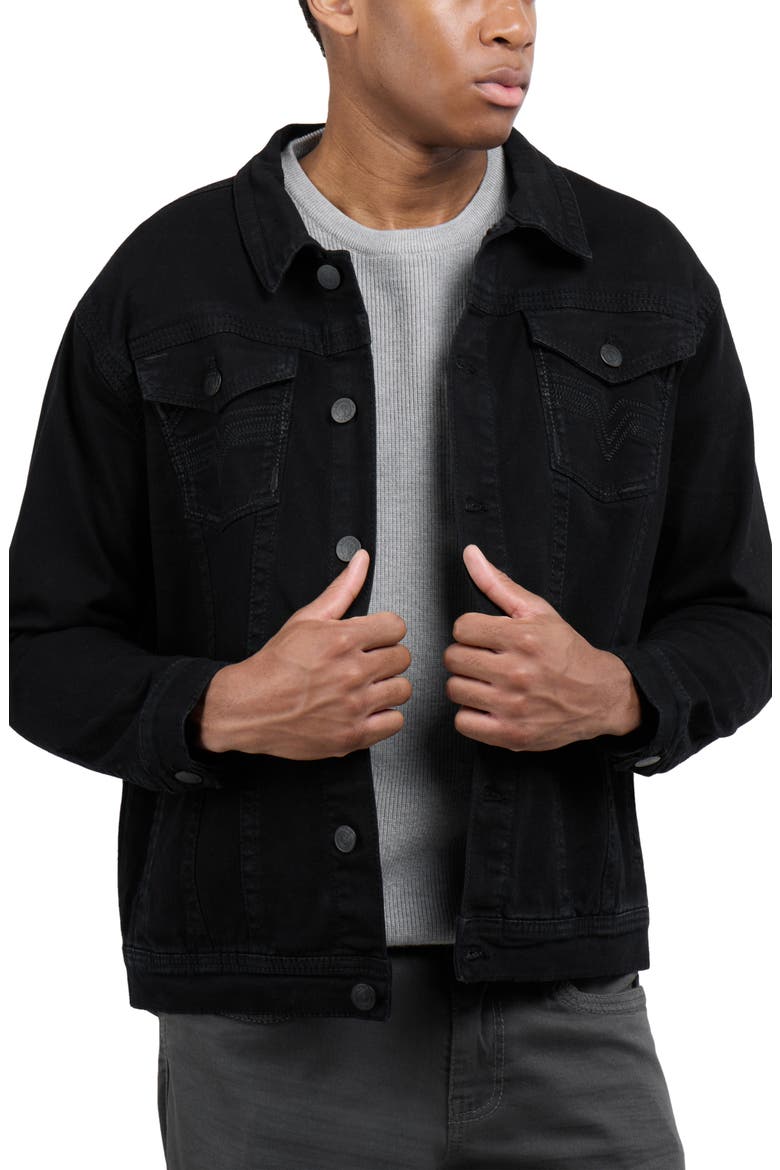 Saddle Stitch Denim Jacket, Alternate, color, BLACK