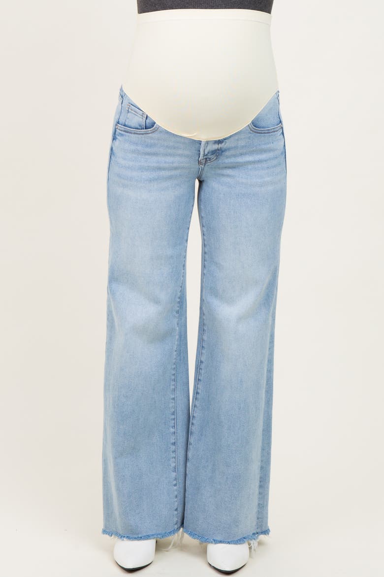 Low Rise Wide Leg Raw Cut Hem Maternity Jeans, Alternate, color, Light Blue