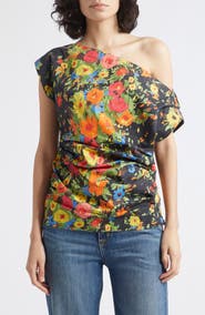 A.L.C. Nara Floral Off the Shoulder Cotton Top