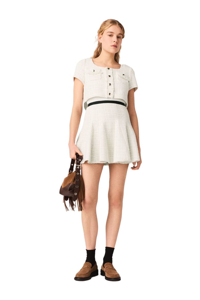 2-in-1 tweed dress, Alternate, color, Ecru