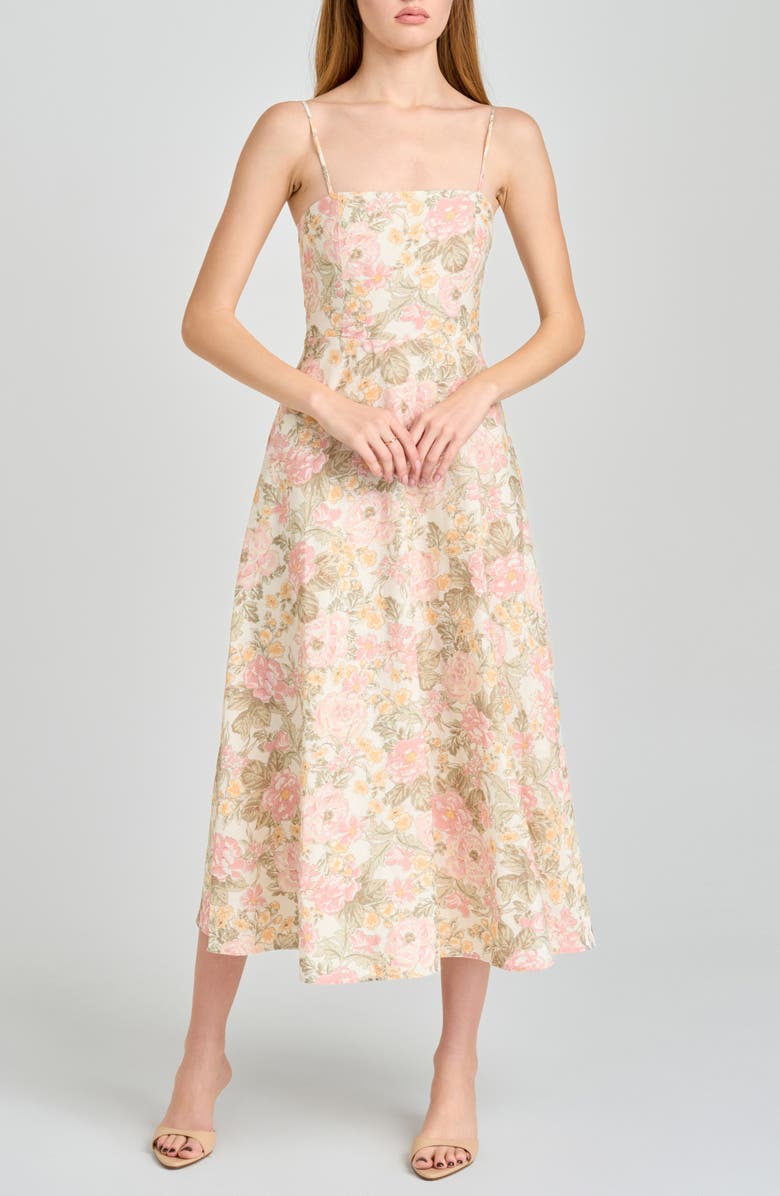WAYF Josefina Floral Fit & Flare Midi Dress, Main, color, Blush Floral