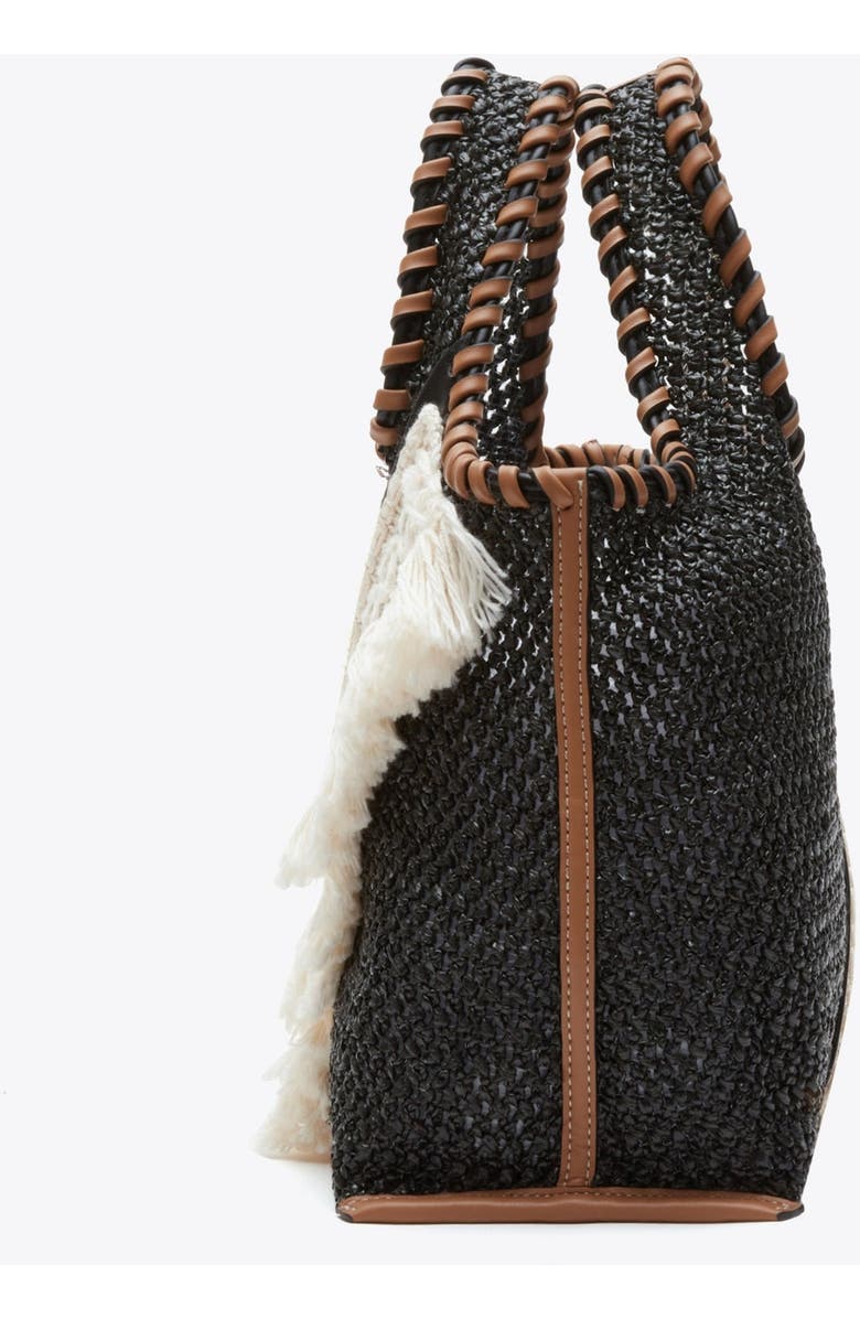 3.1 Phillip Lim Raffia Fringe Mini Market Tote, Alternate, color, Black