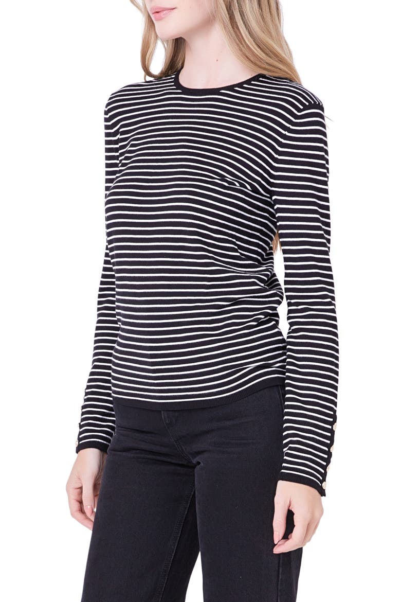 Stripe Sweater, Alternate, color, BLACK/ WHITE