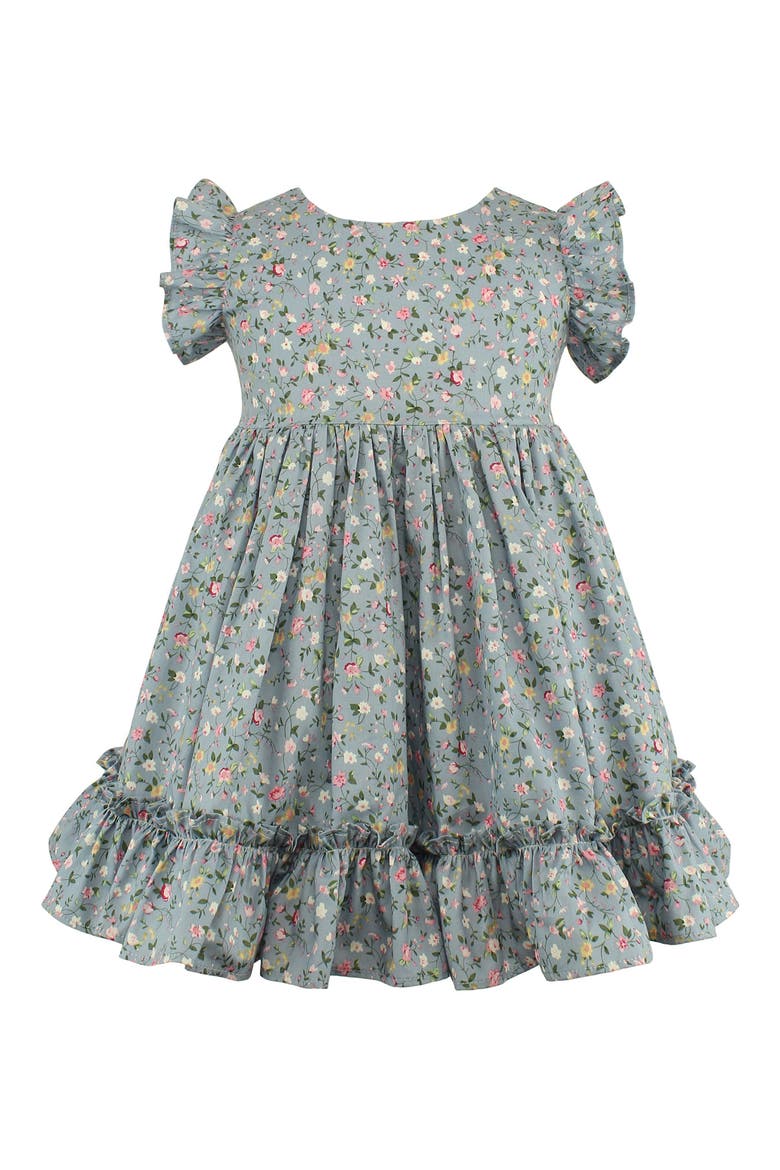 Kids' Floral Pinafore Dress, Main, color, BLUE