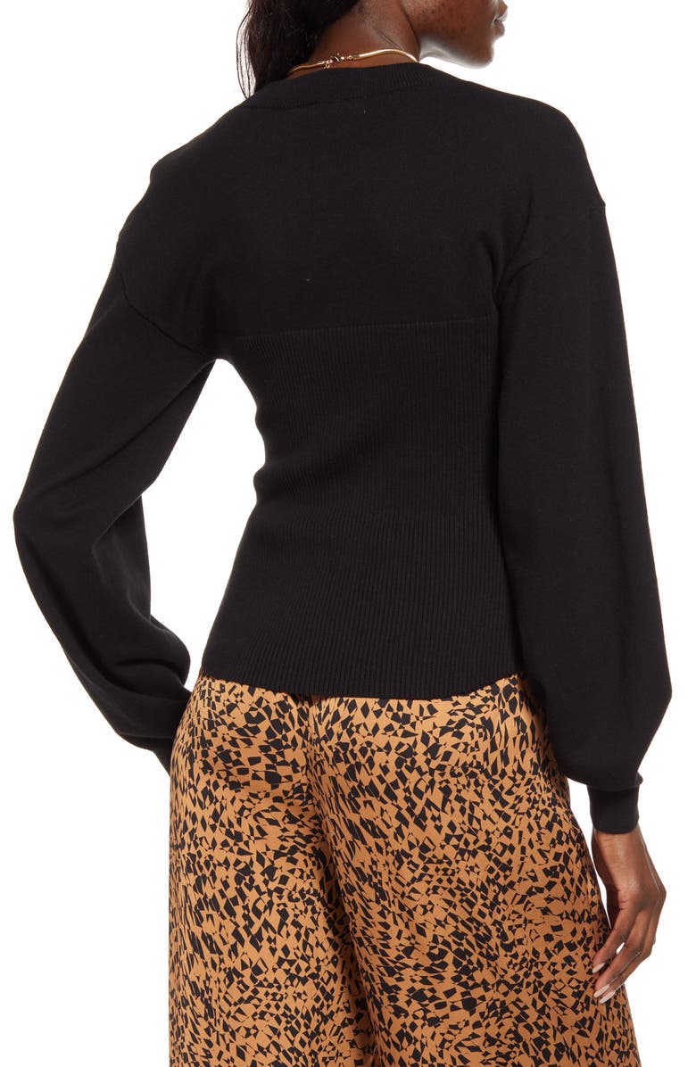 Open Edit Corset Detail Cotton Blend Sweater, Alternate, color, 