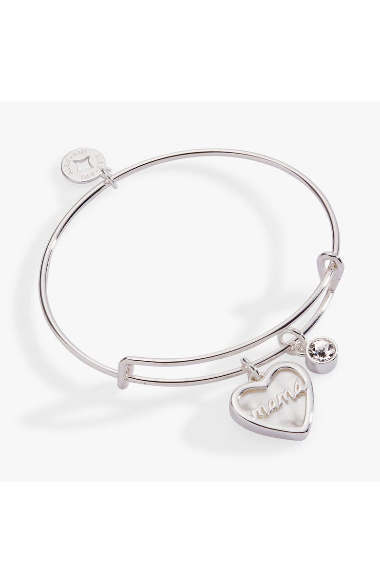 Alex and Ani Mamá Mother of Pearl Heart Bangle Bracelet Duo, Main, color, Silver