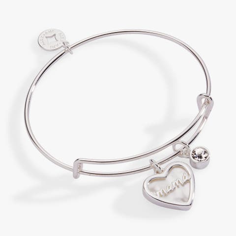 Mamá Mother of Pearl Heart Bangle Bracelet Duo
