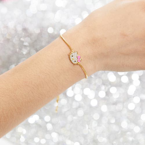 Hello Kitty Authentic Pave Face Lariat Bracelet In Gold