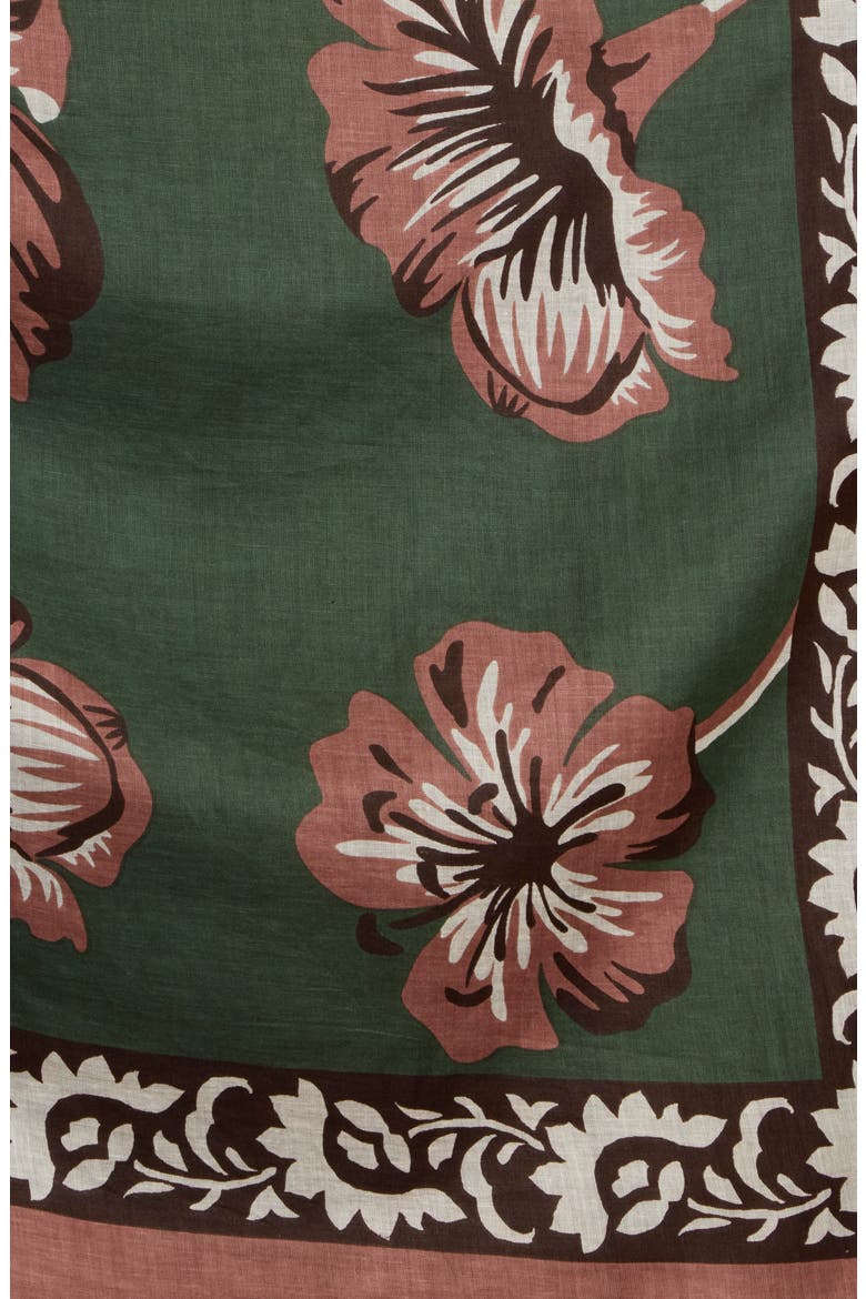 Floral Print Cotton Pareo, Main, color, OLIVE