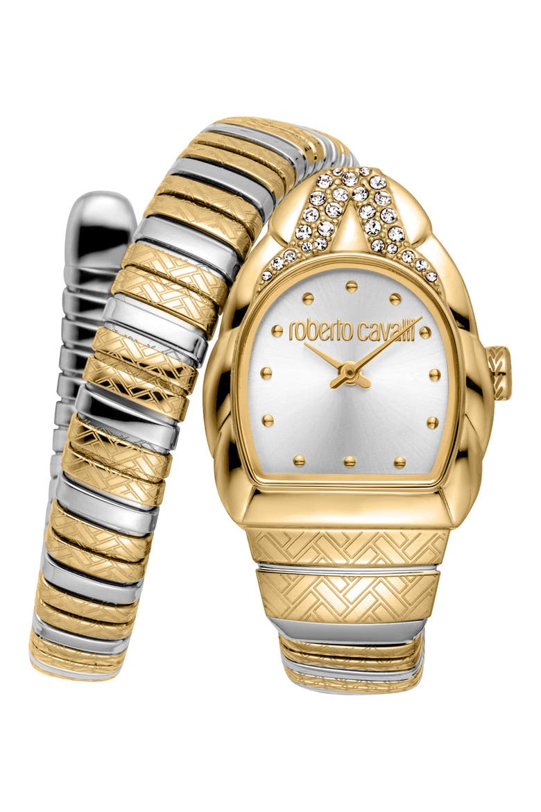 roberto cavalli トラ柄ラメ入りタンクトップ S Roberto Cavalli Aurora Snake Wraparound Bracelet Watch, 24mm x