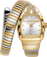 Roberto Cavalli Aurora Snake Wraparound Bracelet Watch, 24mm x 30mm