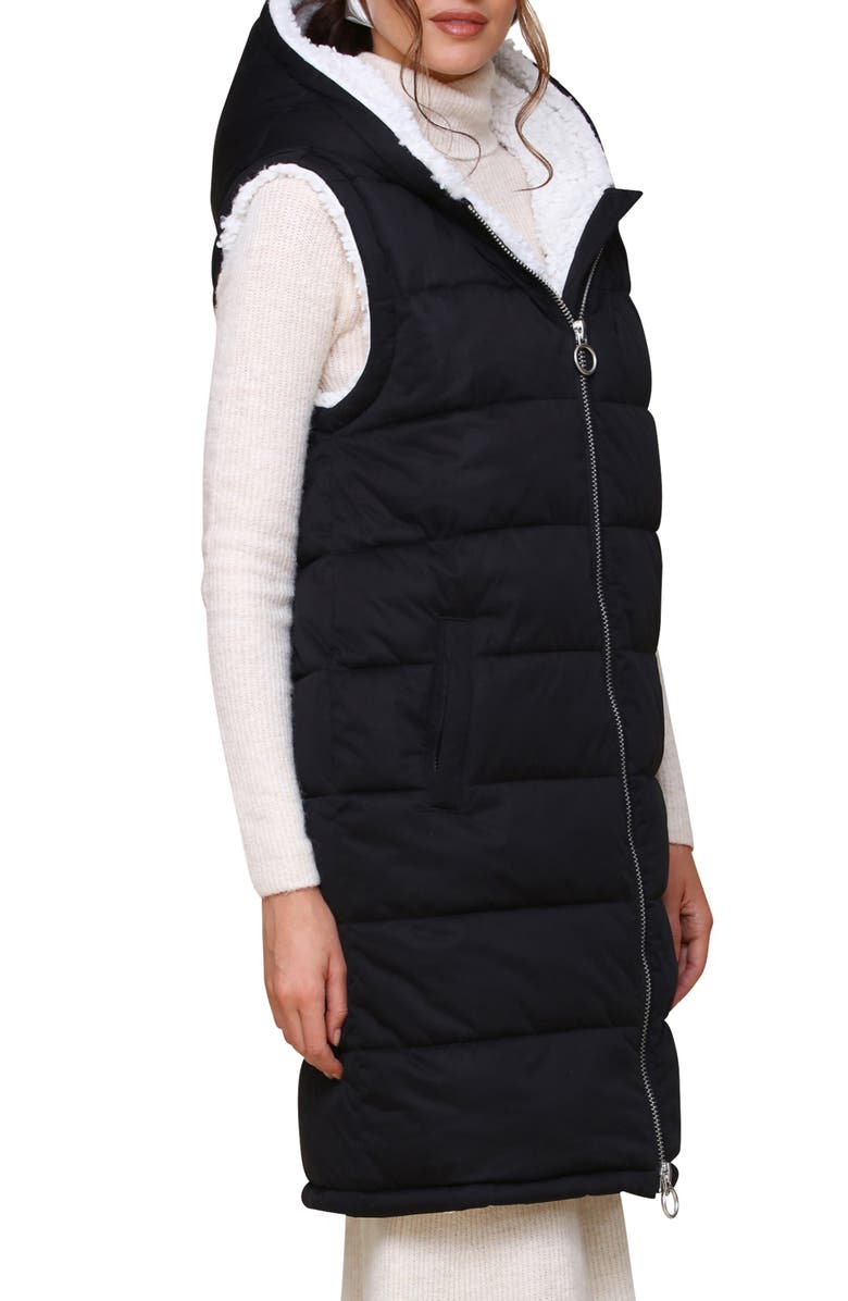 Avec Les Filles Hooded Longline Puffer Vest, Alternate, color, 