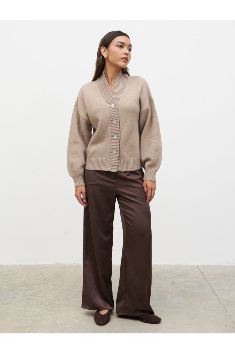 Lorrie Chunky Knit Buttoned Bomber, Alternate, color, Dark Beige