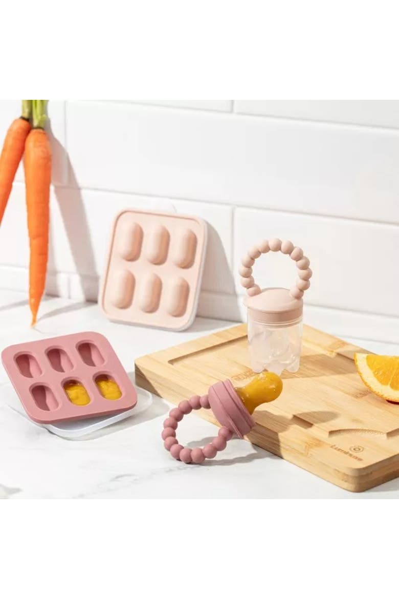 Silicone Baby Fruit Feeder and Bib Set, Alternate, color, Pink