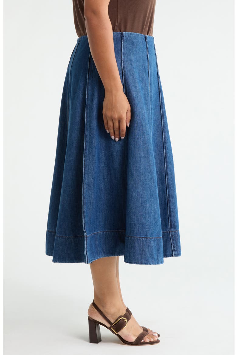 A-Line Chambray Midi Skirt, Alternate, color, DARK WASH