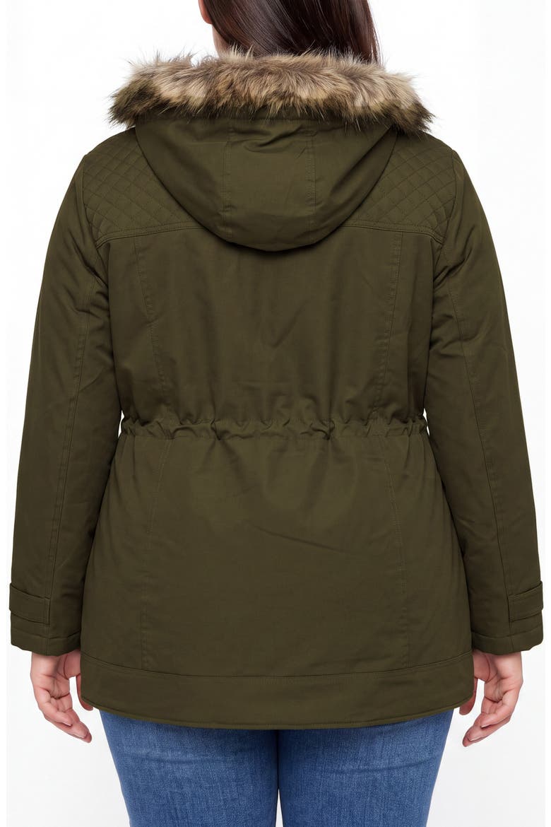 Faux Fur Trim Hooded Parka, Alternate, color, DRIED HERB