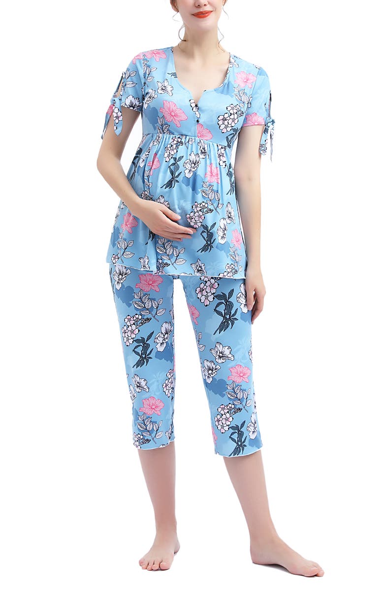 Kimi and Kai Daya Floral Maternity/Nursing Pajamas, Main, color, Multicolored