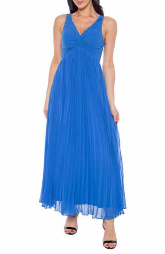 Marina Knotted Front Pleated Chiffon Gown