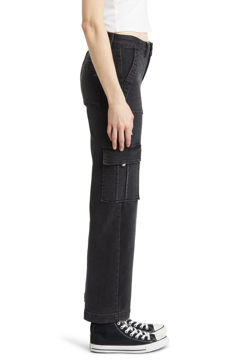 HIDDEN JEANS Straight Leg Cargo Jeans, Alternate, color, Black