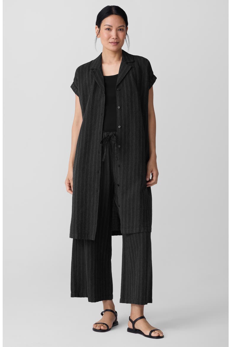 Notch Collar Organic Cotton Blend Shirtdress, Alternate, color, BLACK