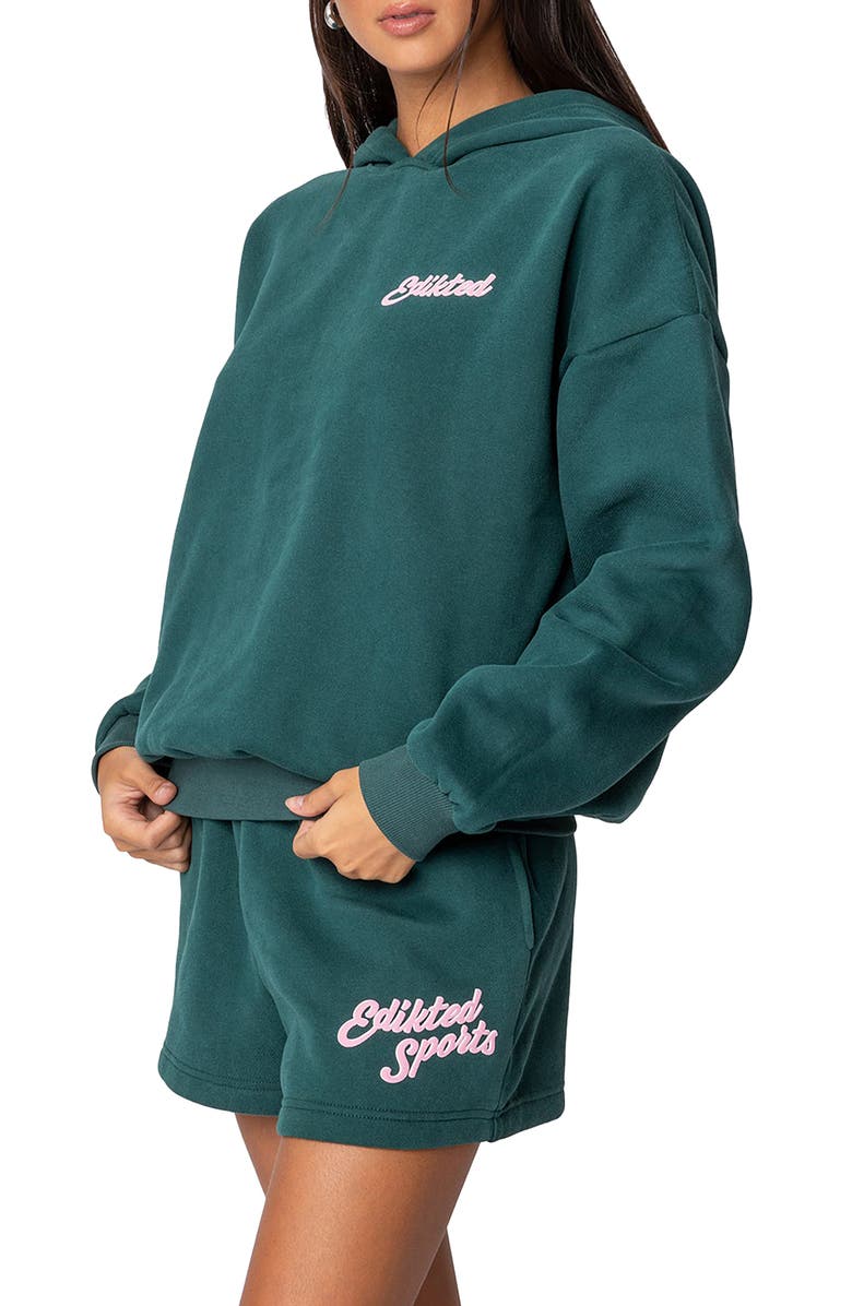 EDIKTED So Sporty Hoodie, Alternate, color, Green
