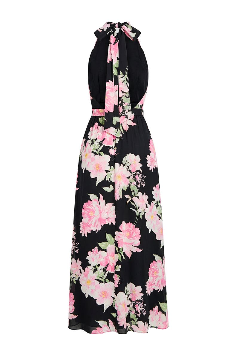 IVONNE Floral Halter Neck Backless Maxi Dress, Alternate, color, Black