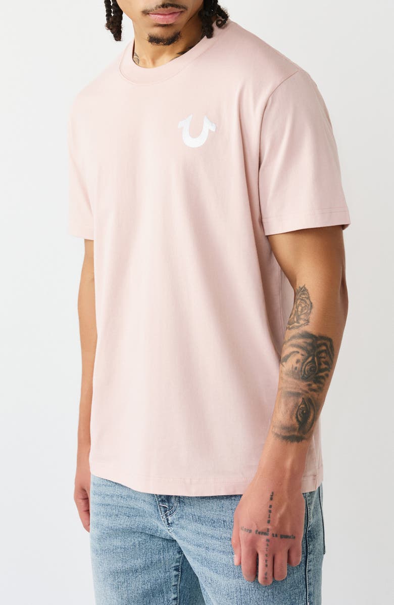 True Religion Marker Script Buddha Graphic T-Shirt, Alternate, color, Sepia Rose
