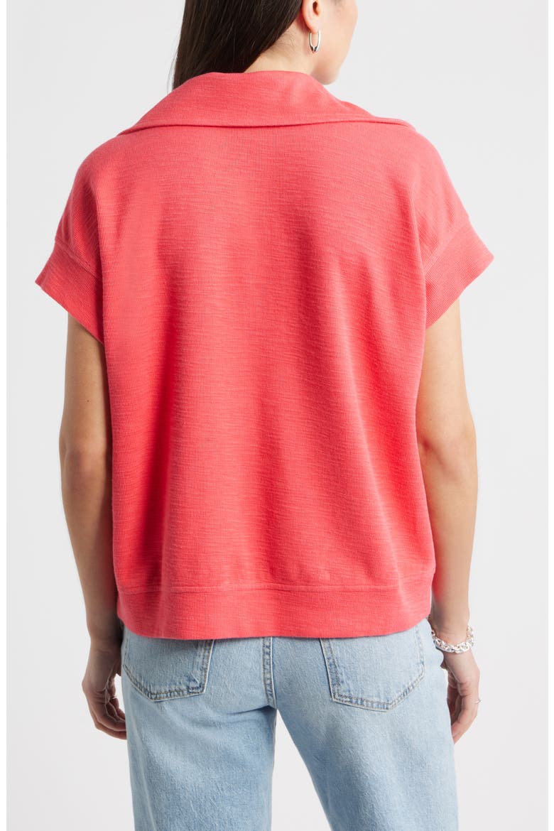 Short Sleeve Quarter Zip Sweatshirt, Alternate, color, RED GERANIUM