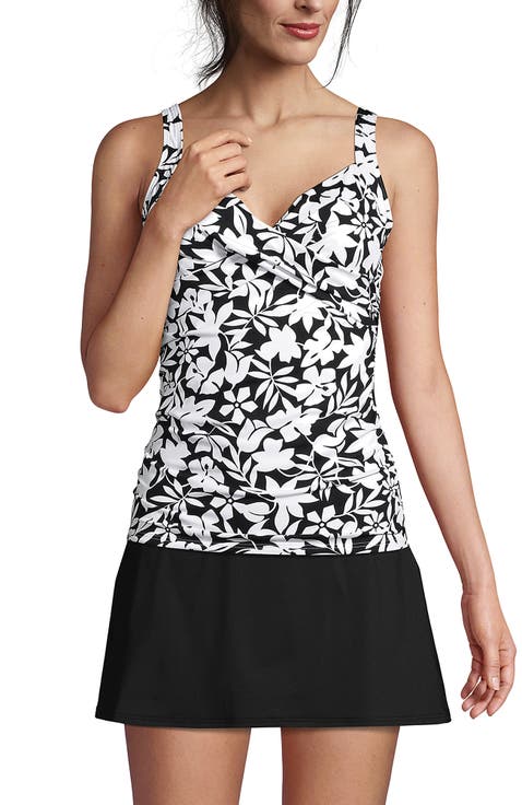 D-Cup V-Neck Wrap Underwire Tankini Swimsuit Top