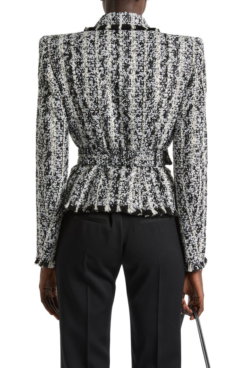 Two-tone tweed belted jacket, Alternate, color, black