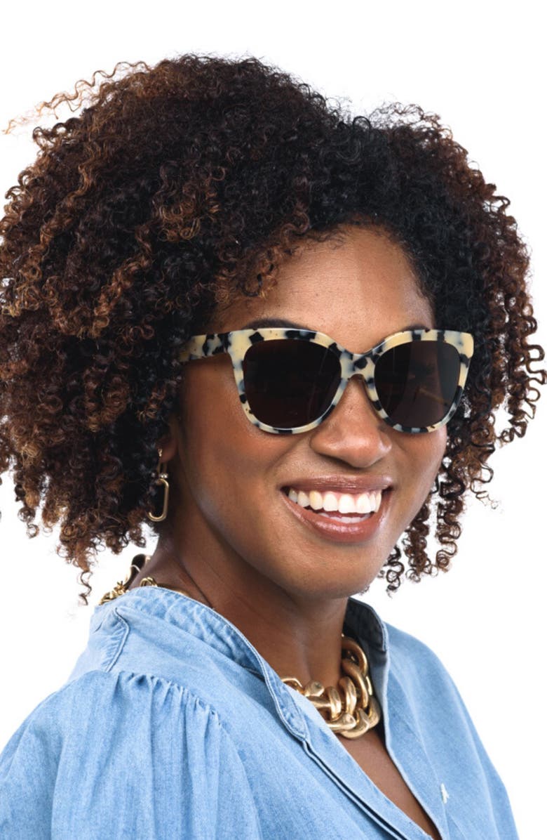 Mohala Eyewear Pikake 55mm Medium Bridge Medium Width Polarized Cat Eye Sunglasses, Alternate, color,