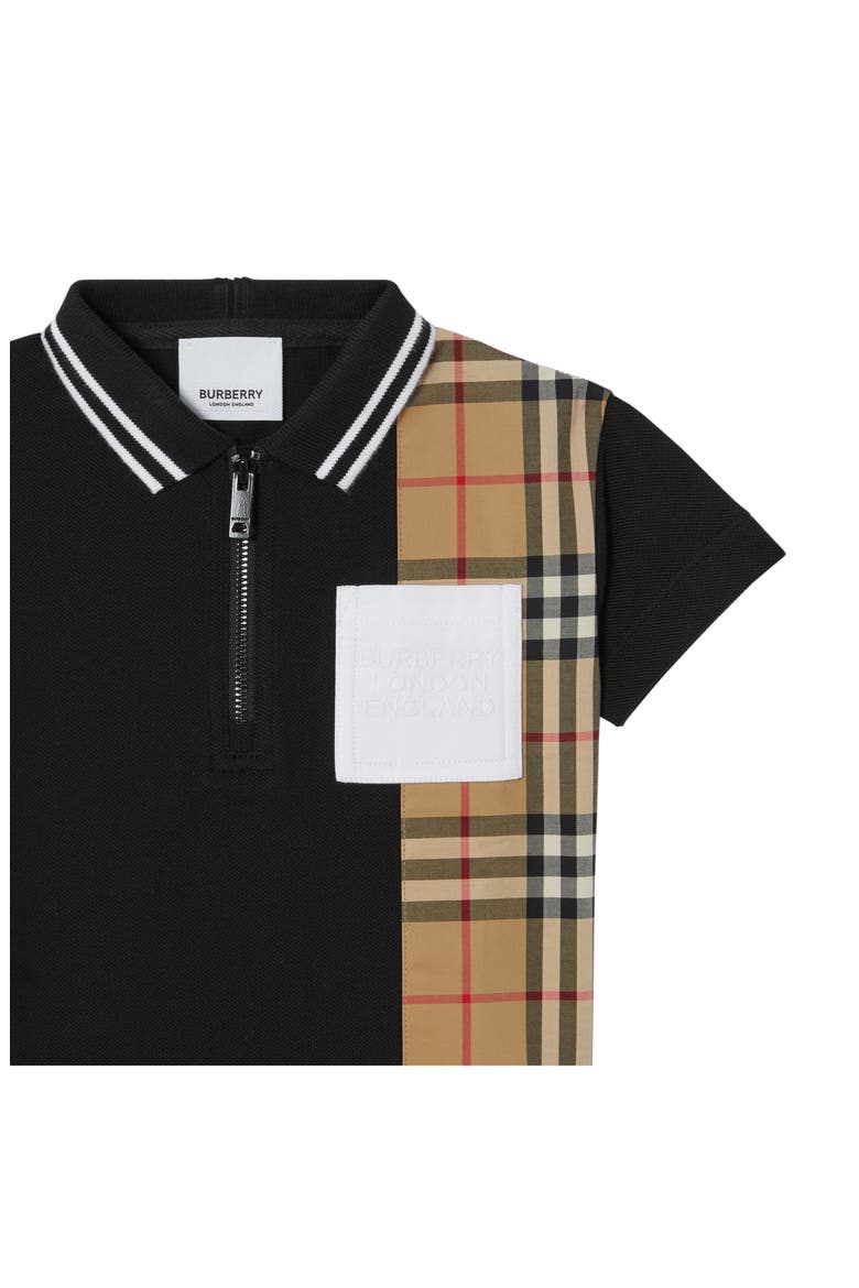 Kids' Mini Matthew Check Panel Piqué Polo, Alternate, color, BLACK