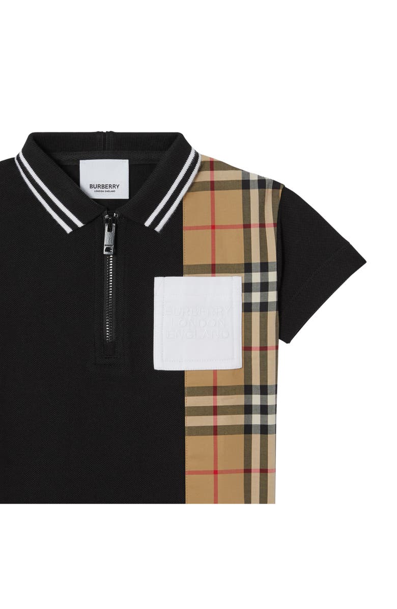 Burberry Kids' Mini Matthew Check Panel Piqué Polo, Alternate, color, 