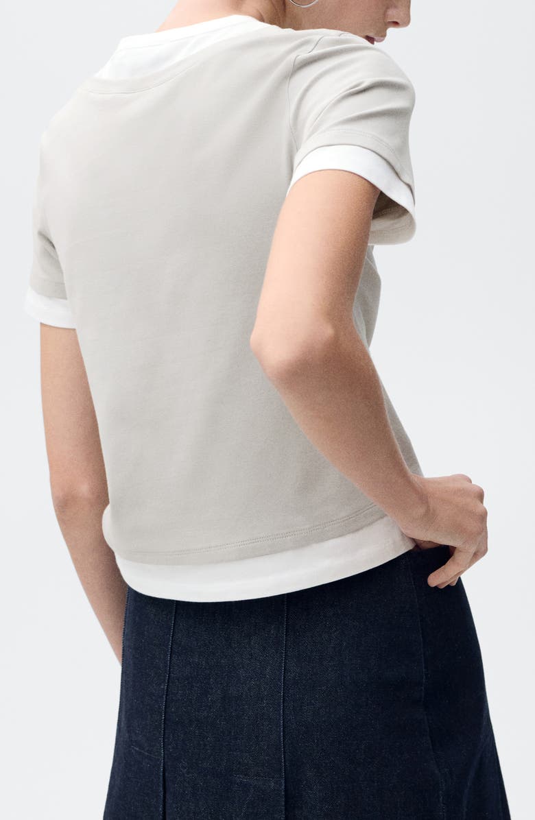 MANGO Contrasting Stretch Cotton T-Shirt, Alternate, color,