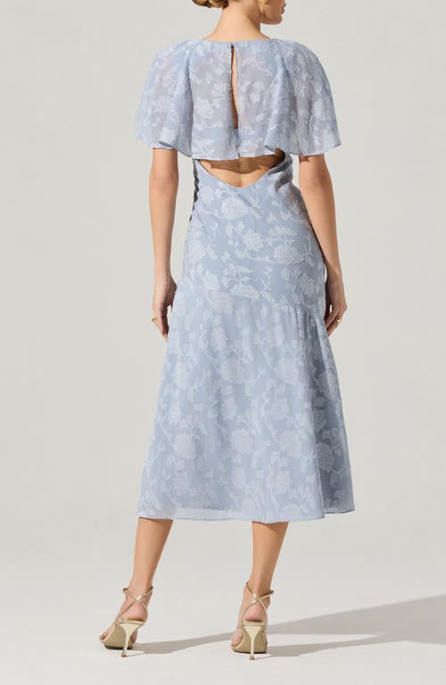 Astr The Label Floral Flutter Sleeve Cutout Back Midi Dress In Light Blue