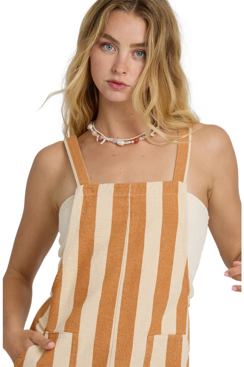 Beach Crush Stripe Short Overalls, Alternate, color, CARAMEL CAFE