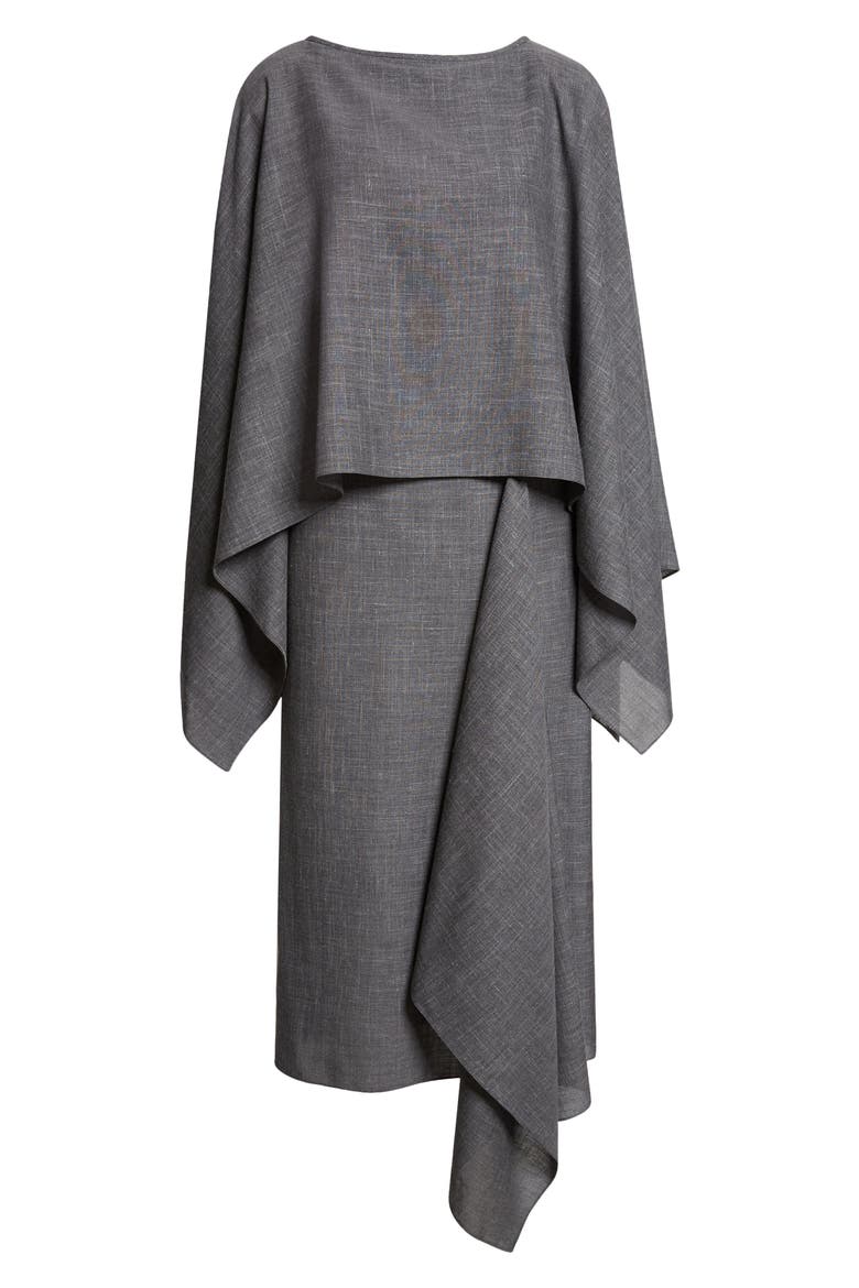 Layered Wool, Silk & Linen Caftan Dress, Alternate, color, DERBY MELANGE