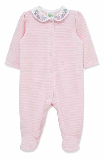 Little Me Floral Collar Velour Footie