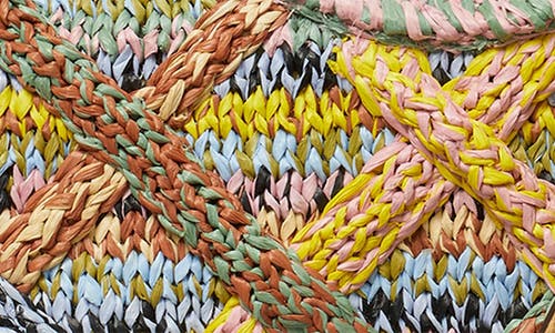 Tory Burch Fleming Melangé Raffia Shoulder Bag In Multi Beige