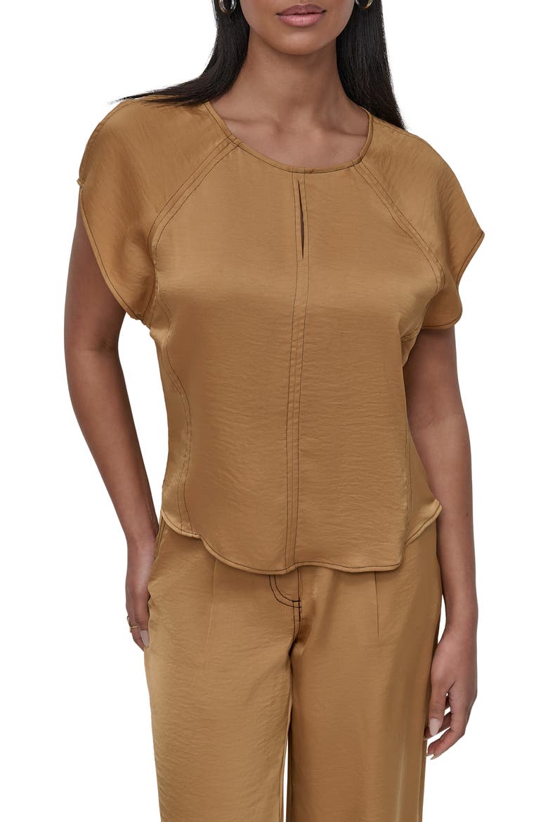 Glazed Crinkle Satin Top, Main, color, WHISKEY