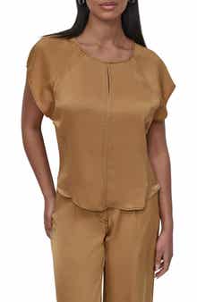 DKNY Glazed Crinkle Satin Top