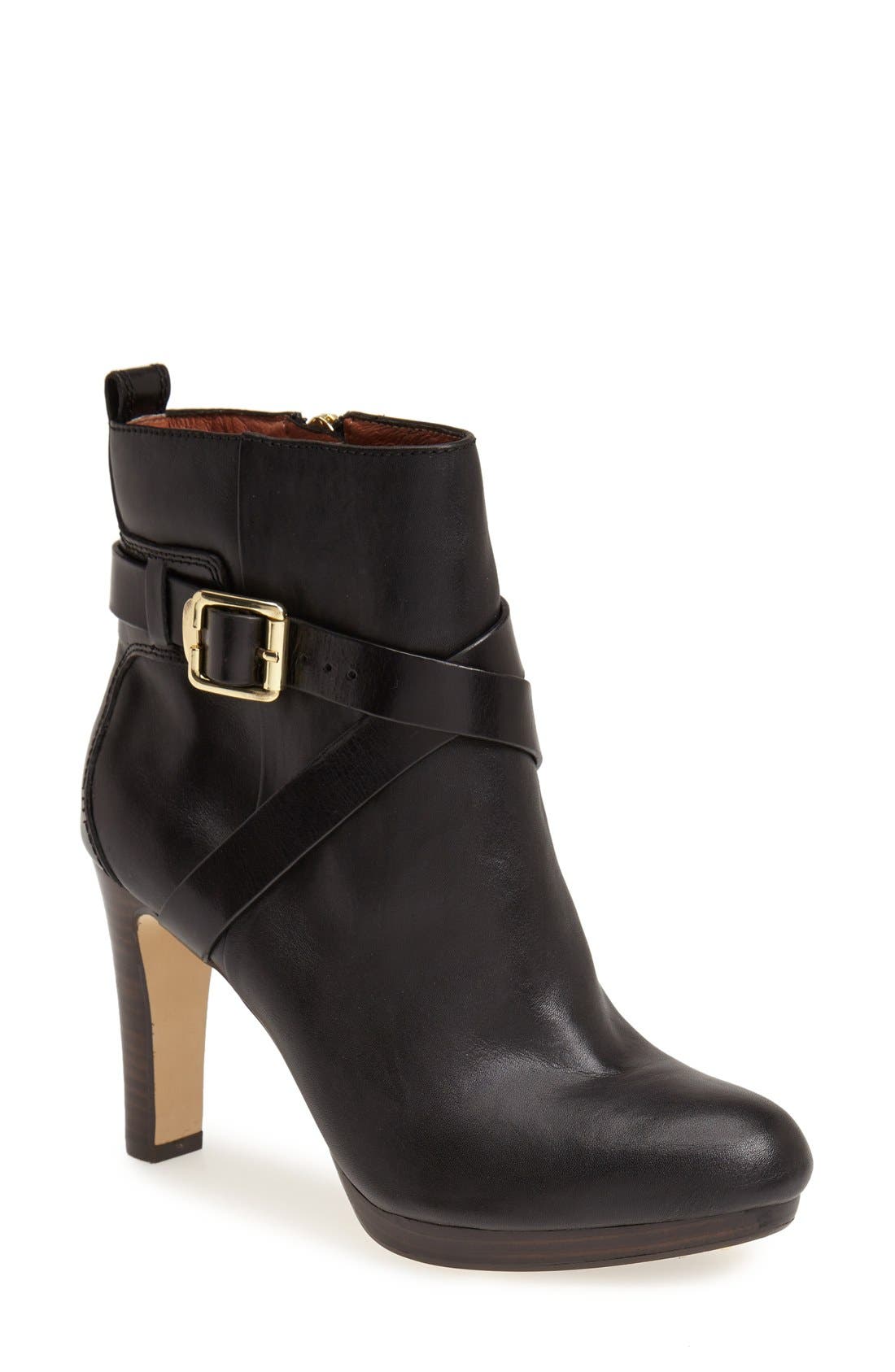 'Labradora' Leather Platform Bootie, Main, color, BLACK