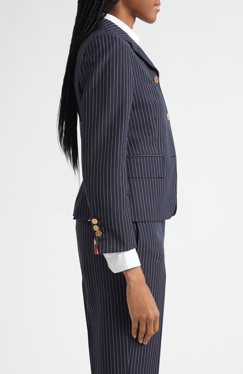 Thom Browne Pinstripe High Twist Wool Sport Coat, Alternate, color, Navy