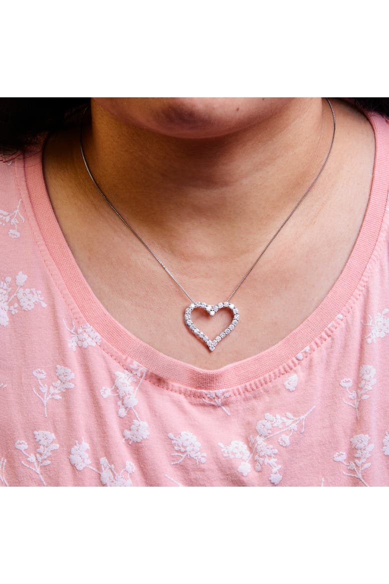 Silver 2.0 Cttw Diamond Open Heart 18" Pendant Necklace, Alternate, color, White