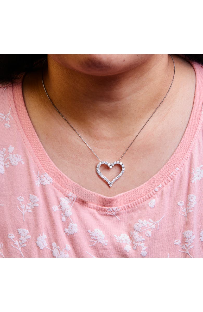 Haus of Brilliance Silver 2.0 Cttw Diamond Open Heart 18" Pendant Necklace, Alternate, color, White