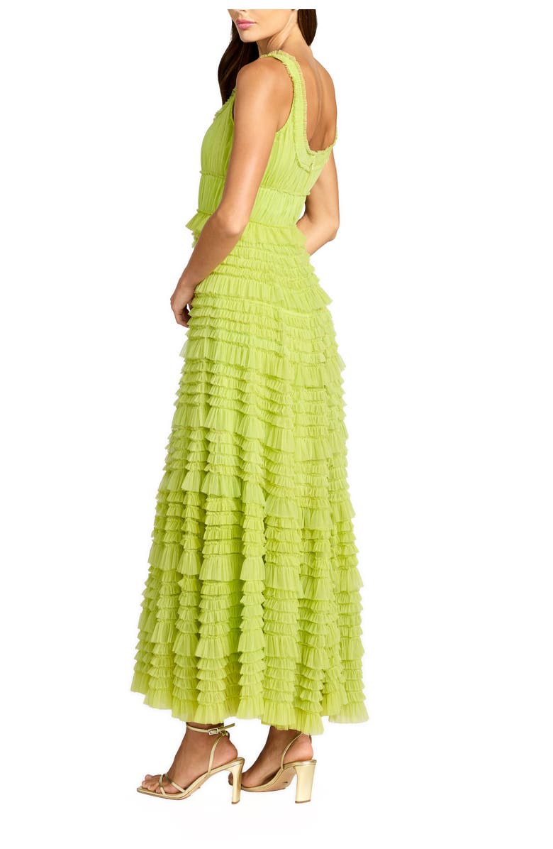 Mac Duggal Micro Ruffle Sleeveless Scoop Neck Maxi Dress, Alternate, color, Apple Green