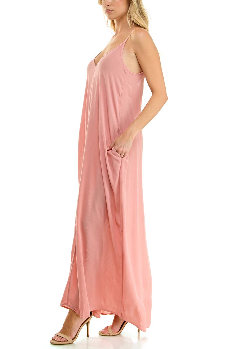Socialite Sleeveless Gauze Maxi Dress, Alternate, color, Pink Rosette